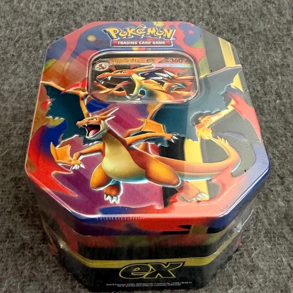 Pokemon TCG Mega Charizard Tin Mega Charizard Y ex Promo 4 Booster Packs Sealed